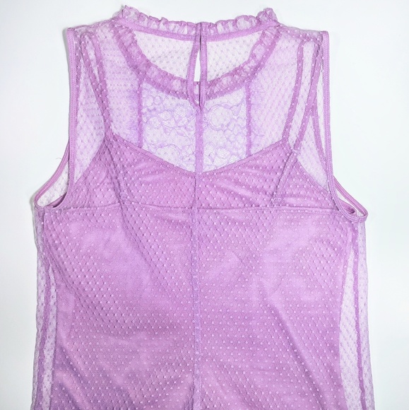 Express lavender lace high neck top with cami, S - Picture 4 of 6
